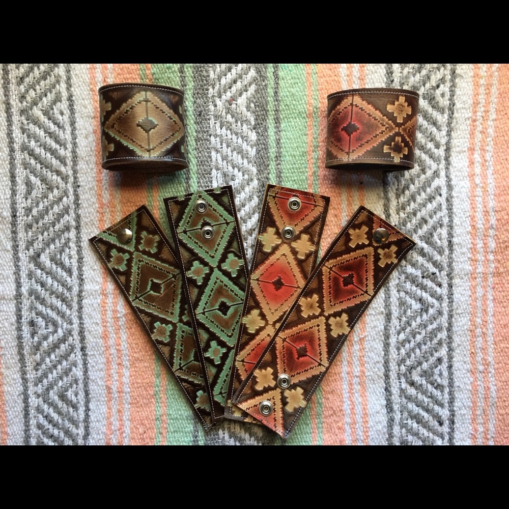 Navajo Print Leather Cuffs